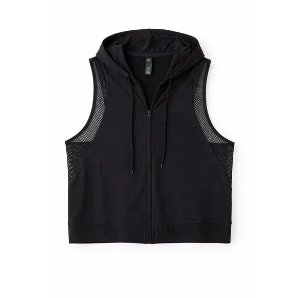Live Love Dream Womens Activewear Black Stretch Performance Poly w/ Mesh Vest XL - Picture 2 of 5